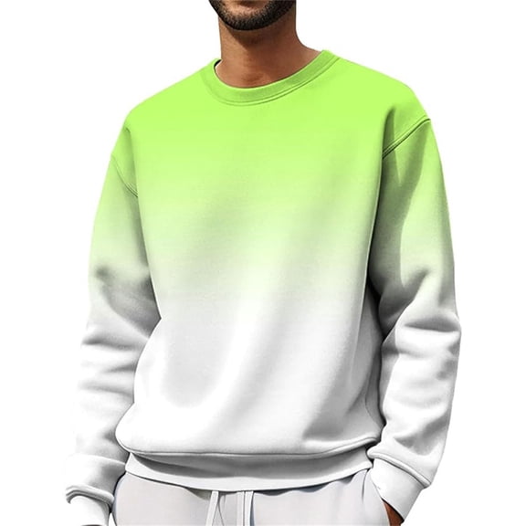GBSYEWXS Sweatshirts For Men Crew Neck Long Sleeve Light Green Pullover Breathable Outdoor Color Block Tops