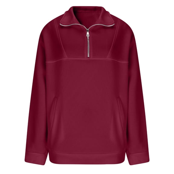 GBSYEWXS Sweatshirts For Men Zip Mock Neck Long Sleeve Red Tops Outdoor Activities Gentleman Solid Color Pullover