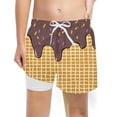 thumbnail image 1 of GBSYEWXS Swimsuit For Boys Teen Beach Size 10-12 Years Ice Cream Print Trunks Slim Coffee Swimwear, 1 of 3