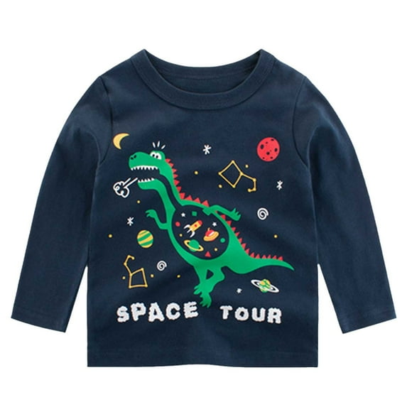 GBSYEWXS T-Shirt Tops For Boys Fashion Toddler Kids Baby Boy Long Sleeve Dinosaur Shirt Tops Round Neck Sweatshirt Pullover Kids Clothes Outifit Size 18-24 Months