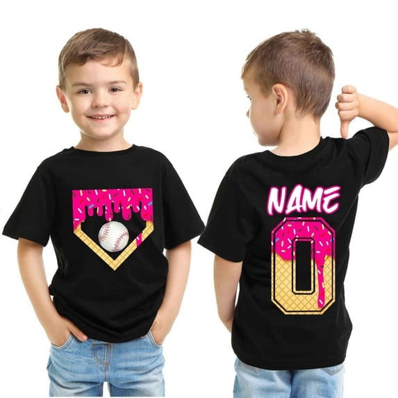 GBSYEWXS T-Shirts For Boys Toddler Crew Neck Short Sleeve Ice Cream Print Tee Soft Cute Tops Black Size 3-4 Years