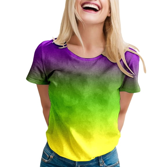 GBSYEWXS T-Shirts For Women Festival Short Sleeve Striped Print Shirts Fashion Crew Neck Tops Black