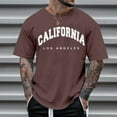 thumbnail image 1 of GBSYEWXS Tee For Men Letter Print Fashion T-Shirts Comfortable Crew Neck Brown Tops, 1 of 4