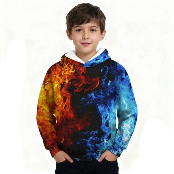 GBSYEWXS Teen Big Boys Hoodie Thermal Color Block Hooded Long Sleeve Autumn Hoodies Blue Size 14-15 Years