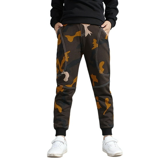 GBSYEWXS Teen Boys Sweatpant Jogger Camouflage Print Outdoor Trendy Ankle Pants Yellow Size 5-6 Years