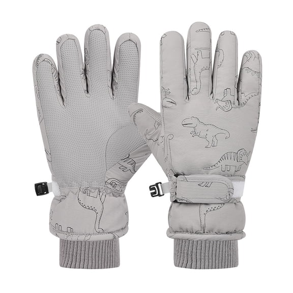 GBSYEWXS Thermal Insulation Gloves For Boys Girls Kids Nylon Solid Color Cold Weather Outdoor Grey Mitten