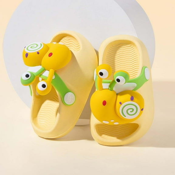 GBSYEWXS Todder Boys Girls Sandals 3D Cartoon Print Closed Toe Non Daily Wear Eva Slippers Yellow Size 2-2.5 Years