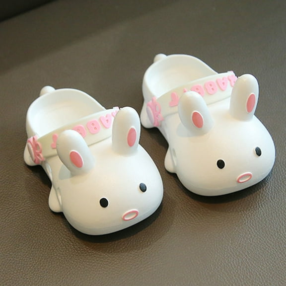 GBSYEWXS Todder Girls Slippers Clogs Beach Rabbit Style Closed Toe Eva White Sandals Size 9.5-10 Years