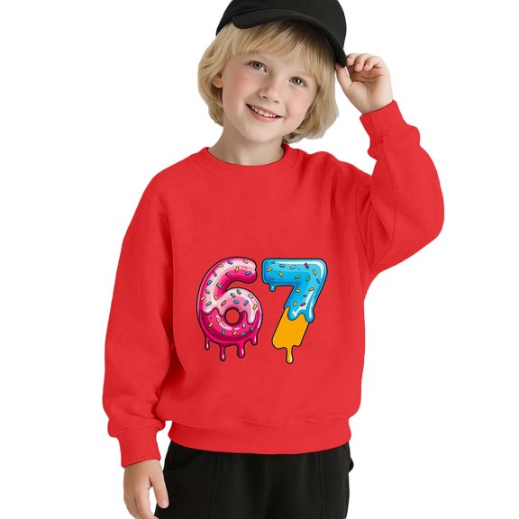 GBSYEWXS Toddler Baby Girls Sweatshirt Crew Neck Long Sleeve Number Print Casual Winter Red Tops Size 2-3 Years