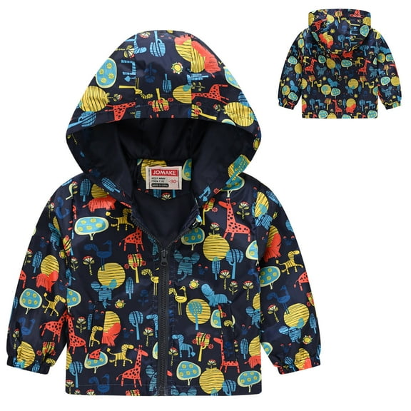 GBSYEWXS Toddler Boys Jacket Size 4--5 Years Hooded Cartoon Print Casual Hoodie Trendy Coat Sky Blue