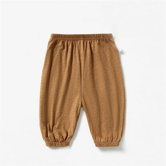 GBSYEWXS Toddler Child Boys Pants Solid Color Elastic Waist Wide Leg Full-Length Vocation Outdoor Trousers Khaki Size 4 Years-5 Years