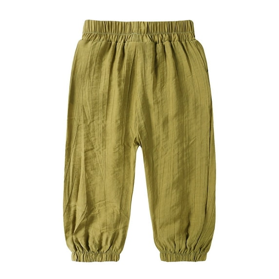 GBSYEWXS Toddler Child Boys Trousers Elastic Waist Full-Length Wide Leg Summer Fashion Army Green Pants Size 18 Months-24 Months