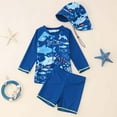 thumbnail image 1 of GBSYEWXS Toddler Child Girls Bathing Suit Size 3-4 Years With Hat Summer Swimwear Board Shorts Cartoon Print Comfortable Blue Swimsuit, 1 of 7