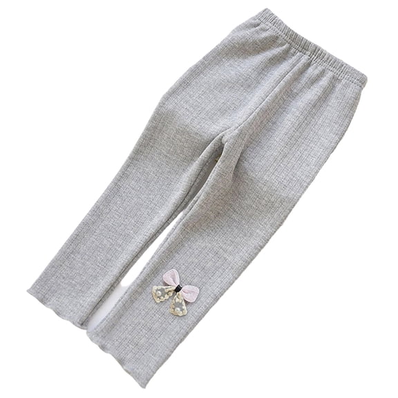 GBSYEWXS Toddler Child Girls Leggings Bow Print Ankle Slim-Leg Lined Daily Wear Grey Trousers Size 2-3 Years