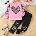 thumbnail image 1 of GBSYEWXS Toddler Child Girls Outfits Sets Crew Neck Long Sleeve Heart Print Sweatshirt Pants 2025 Cool Clothing Set Red Size 3 Years-4 Years, 1 of 7