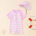 thumbnail image 1 of GBSYEWXS Toddler Child Girls Swimwear Size 0-3 Months With Hat Soft Swimsuit One-Pieces Plaid Print Daily Wear Purple Bathing Suit, 1 of 6