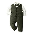 thumbnail image 1 of GBSYEWXS Toddler Child boys Outfit Set Solid Color Long Sleeve Collared Vest Pant Dressy Daily Wear Green Outfits Sets, 1 of 5