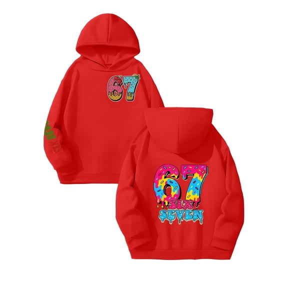 GBSYEWXS Toddler Children Boys Sweatshirt Hooded Long Sleeve Number Print Tops Soft Casual Red Size 3-4 Years Hoodies