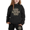 thumbnail image 1 of GBSYEWXS Toddler Children Girls Outfit Set Size 2 Years-3 Years Long Sleeve Letter Print Hoodies Pants Thickening Breathable Cute Black Outfits Sets, 1 of 3