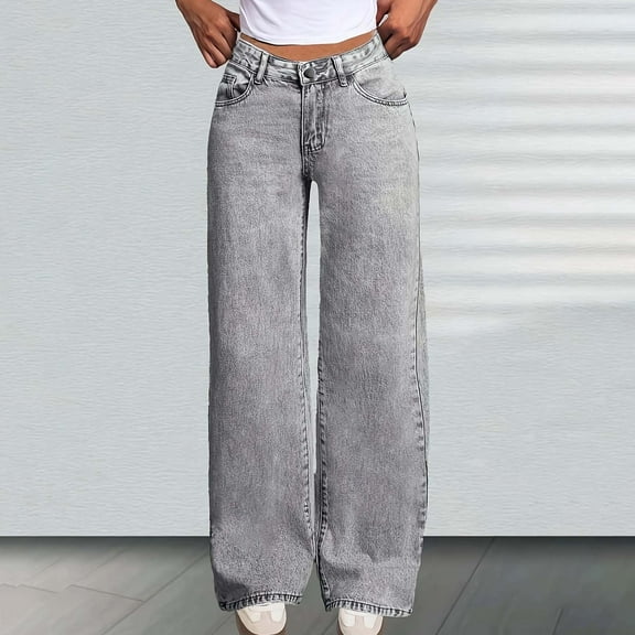 GBSYEWXS Toddler Girls Jeans Straight Fashion Comfort Waist Distressed Grey Denim Pants Size 10 Years-11 Years