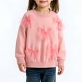 thumbnail image 1 of GBSYEWXS Toddler Girls Sweatshirt Size 2-3 Years Long Sleeve 3D Mesh Bow Print Pullover Sweater Relaxed Fit Outdoor Tops Pink, 1 of 7