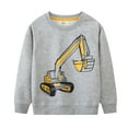 thumbnail image 1 of GBSYEWXS Toddler Kids Boys Sweatshirt Size 12-18 Months Long Sleeve Car Print Casual Pullover Sweater Ribbed Outdoors Light Gray Tops, 1 of 4