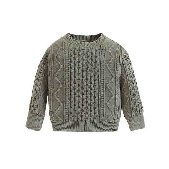 GBSYEWXS Toddler Kids Girls Sweater Casual Long Sleeve Crew Neck Solid Color Soft Pullover Sweater Green Size 18-24 Months