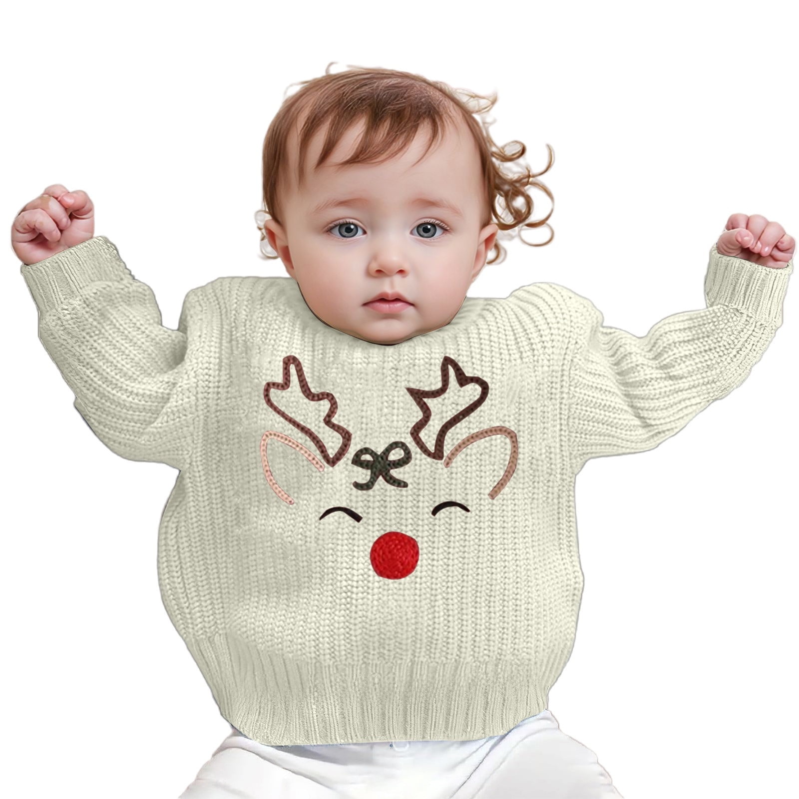 GBSYEWXS Toddler Kids Sweater Crew Neck Long Sleeve Reindeer Print ...