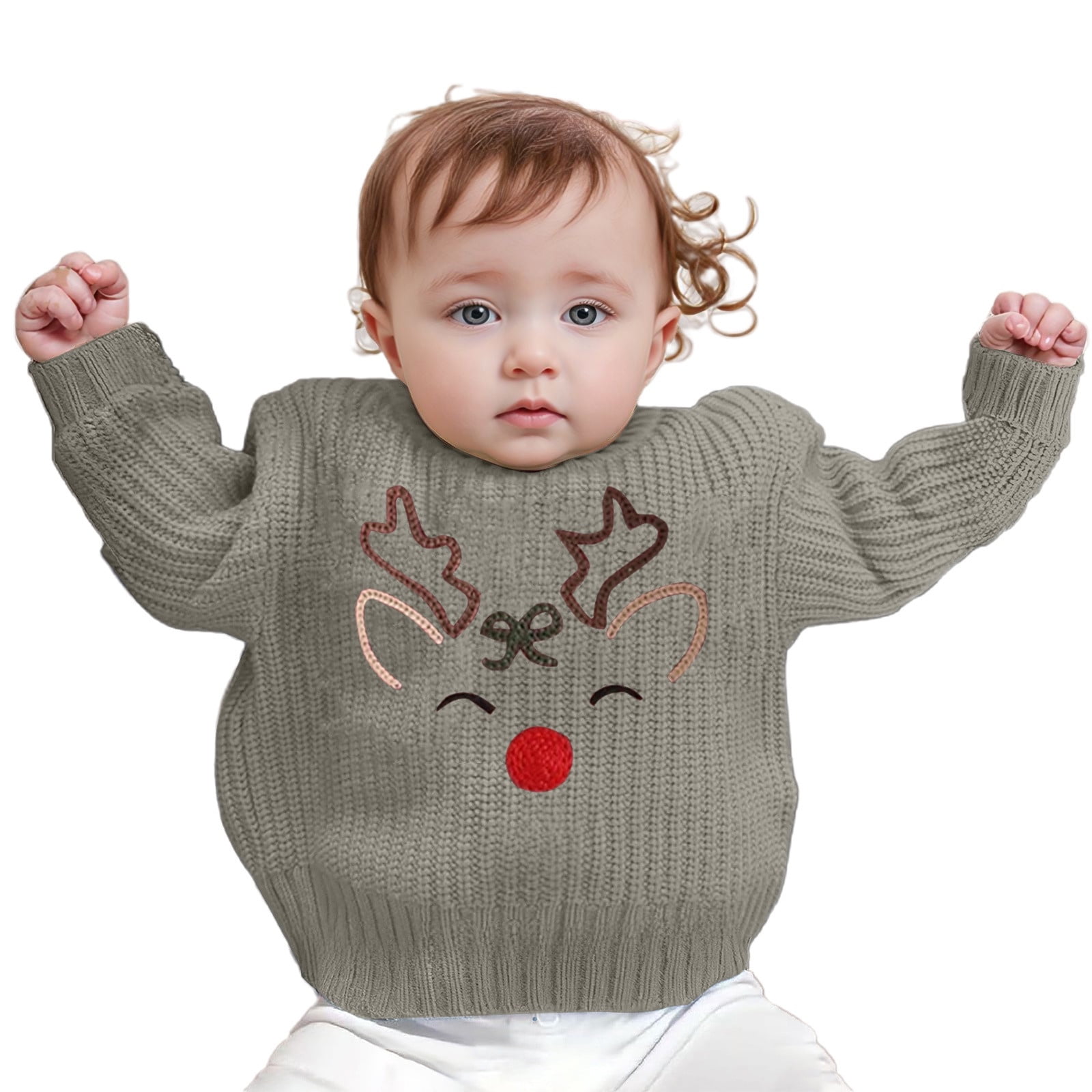 GBSYEWXS Toddler Kids Sweater Crew Neck Long Sleeve Reindeer Print ...