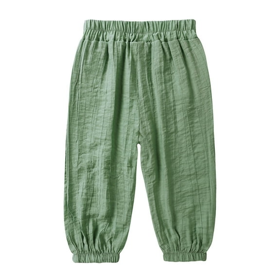 GBSYEWXS Toddler Teen Boys Pants Wide Leg Cool Solid Color Elastic Waist Fashion Green Trousers Size 18 Months-24 Months