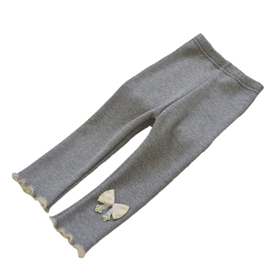 GBSYEWXS Toddler Teen Girls Leggings Slim-Leg Bow Print Lined Soft Ankle Trousers Grey Size 2-3 Years