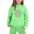 thumbnail image 1 of GBSYEWXS Toddler Girls Outfits Sets Breathable Relaxed Letter Print Hoodies Pants Thickening Long Sleeve Green Clothing Set Size 3 Years-4 Years, 1 of 3
