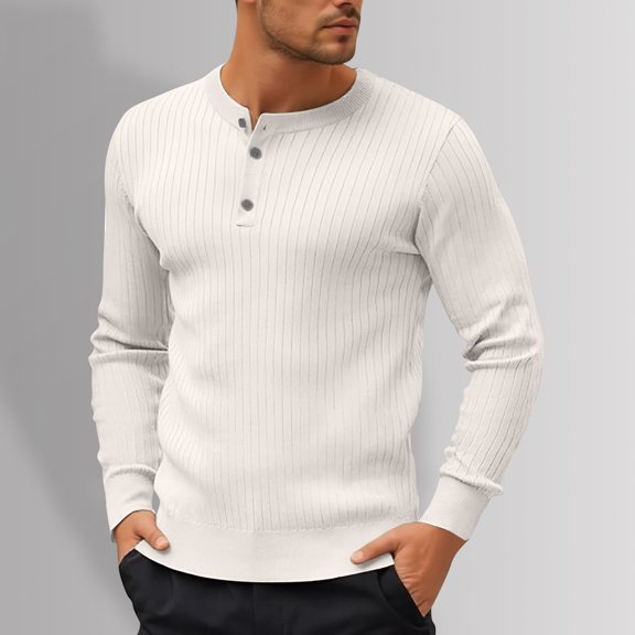 GBSYEWXS Tops For Men Crew Neck Cool Solid Color Henley Shirt Cute White Tee