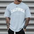 thumbnail image 1 of GBSYEWXS Tops For Men Crew Neck Short Sleeve Letter Print T-Shirts Fashion Comfortable Tee Light Blue, 1 of 4