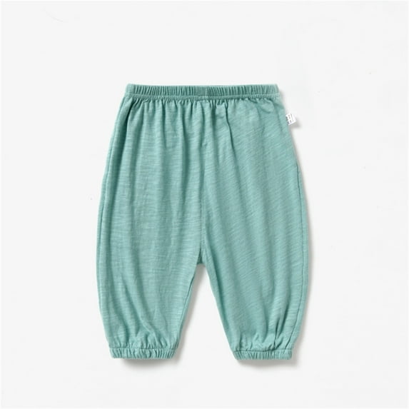 GBSYEWXS Trousers For Boys Children Wide Leg Soft Solid Color Elastic Waist Soft Green Pants Size 4 Years-5 Years