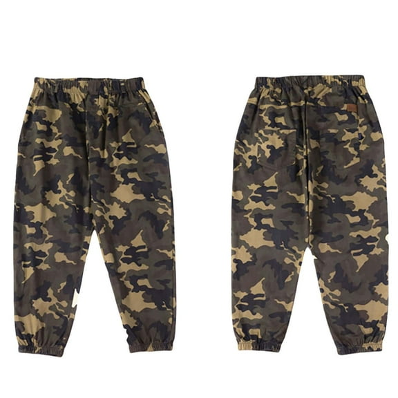 GBSYEWXS Trousers For Boys Kids Casual Relaxed Elastic Waist Straight-Leg Uniform School Camouflage Pants Size 10-11 T