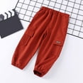 thumbnail image 1 of GBSYEWXS Trousers For Boys Kids Size 18 Months-24 Months Solid Color Elastic Waist Full-Length Relaxed 2025 Cargo Pants Red, 1 of 4