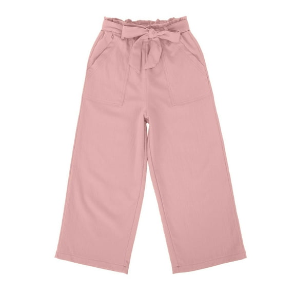 GBSYEWXS Trousers For Girls Toddler Straight Comfortable Solid Color Drawstring Waist Relaxed Pink Pants Size 7 Years--8 Years
