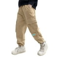 thumbnail image 1 of GBSYEWXS Trousers For Little Boys Childred Outdoor Cute Comfort Waist Cargo Khaki Pants Size 11-12 Years, 1 of 8