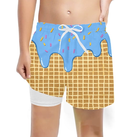 GBSYEWXS Trunks For Boys Toddler Summer Size 10-12 Years Ice Cream Print Swimsuit Pool Blue Swimwear