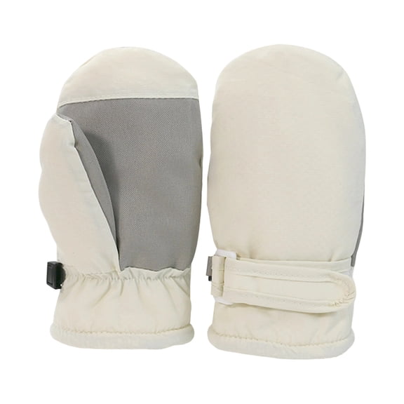 GBSYEWXS Unisex Girls Boys Thermal Insulation Mittens Color Block Cold Proof Thickened White Nylon Glove