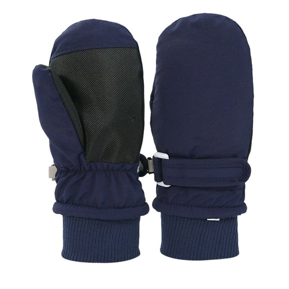 GBSYEWXS Unisex Girls Boys Thermal Insulation Mittens Color Block Soft Stretch Navy Nylon Glove