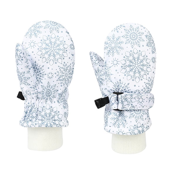GBSYEWXS Unisex Girls Boys Thermal Insulation Mittens Snowflake Print Outdoor Activities Soft Light Blue Polyester Glove