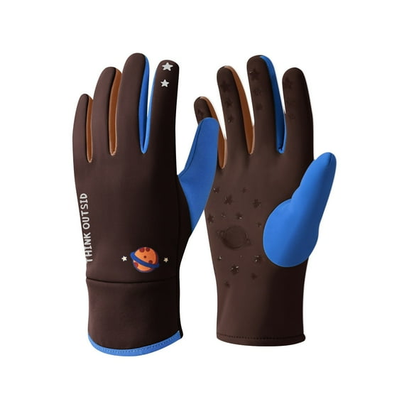 GBSYEWXS Unisex Girls Boys Winter Gloves Cartoon Print Lined Daily Wear Coffee Polyester Glove