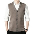 thumbnail image 1 of GBSYEWXS Vest Sweater For Men Sleeveless Solid Color Cardigan Outdoor Stretch V-Neck Sweaters Khaki, 1 of 3