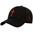 thumbnail image 1 of GBSYEWXS Women Baseball Cap Fashion Cross Print Red Hat Summer, 1 of 3
