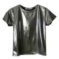 thumbnail image 1 of GBSYEWXS Women Shirts Daily Wear Short Sleeve Sequins T-Shirts Outwear Crew Neck Tops Grey, 1 of 9