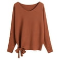 thumbnail image 1 of GBSYEWXS Women Sweater Boat Neck Long Sleeve Pullover Casual Solid Color Sweater Soft Coffee, 1 of 3