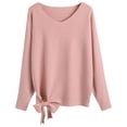 thumbnail image 1 of GBSYEWXS Women Sweater Boat Neck Long Sleeve Pullover Stretch Solid Color Sweater Base Pink, 1 of 3