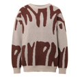 thumbnail image 1 of GBSYEWXS Women Sweater Crew Neck Long Sleeve Pullover Retro Letter Print Sweater Trendy Khaki, 1 of 6